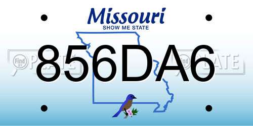 856DA6 Missouri License Plate