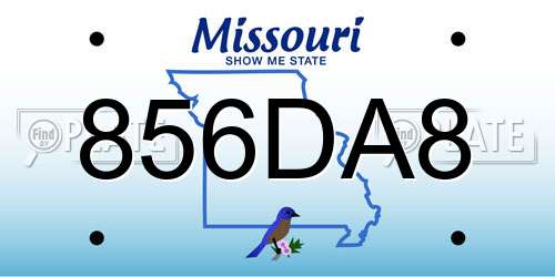 856DA8 Missouri License Plate