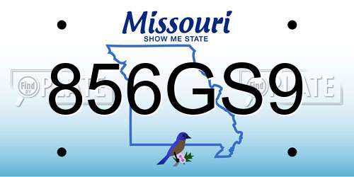856GS9 Missouri License Plate