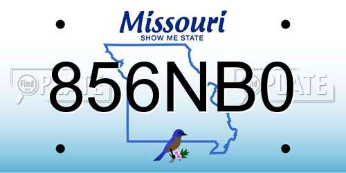 856NB0 Missouri License Plate