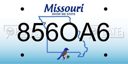 856OA6 Missouri License Plate