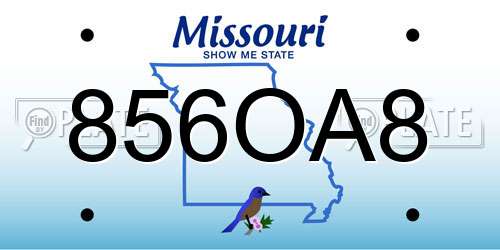 856OA8 Missouri License Plate