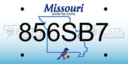 856SB7 Missouri License Plate