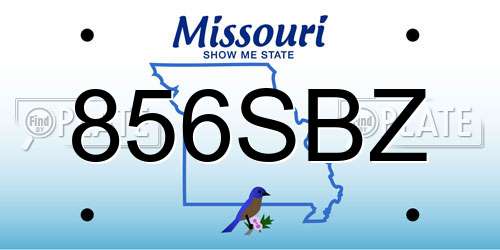 856SBZ Missouri License Plate