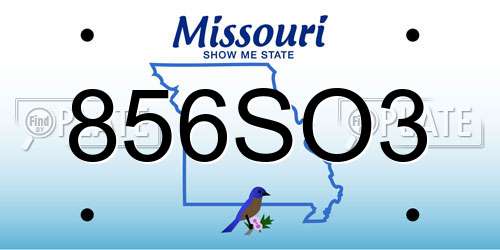 856SO3 Missouri License Plate