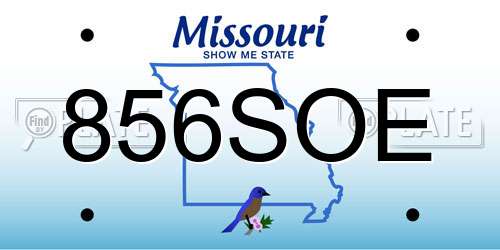 856SOE Missouri License Plate