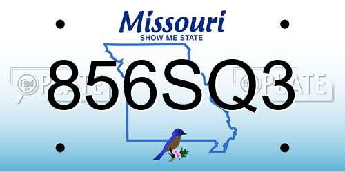 856SQ3 Missouri License Plate