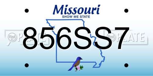 856SS7 Missouri License Plate