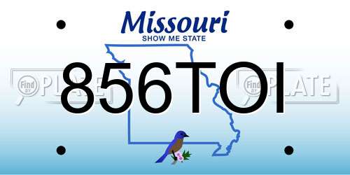 856TOI Missouri License Plate