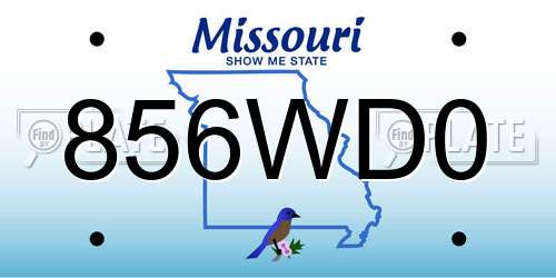 856WD0 Missouri License Plate