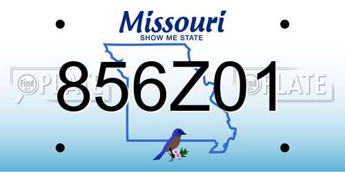 856Z01 Missouri License Plate