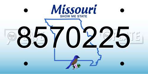 8570225 Missouri License Plate
