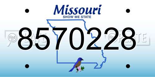 8570228 Missouri License Plate