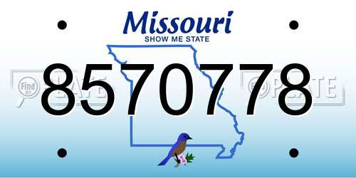 8570778 Missouri License Plate