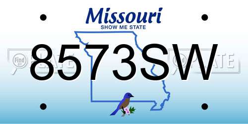 8573SW Missouri License Plate