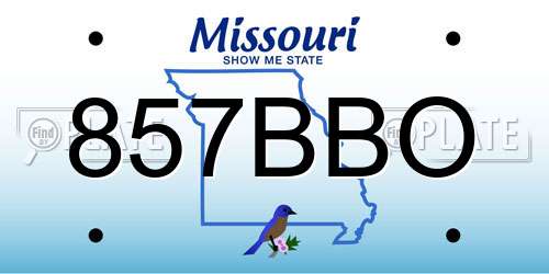 857BBO Missouri License Plate