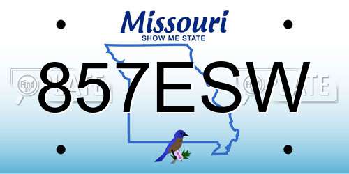 857ESW Missouri License Plate