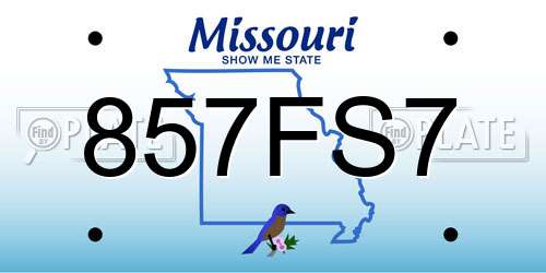 857FS7 Missouri License Plate