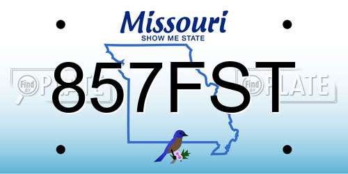 857FST Missouri License Plate