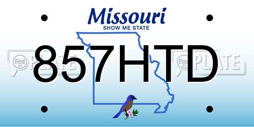 857HTD Missouri License Plate