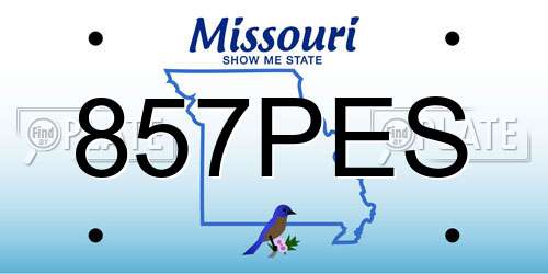 857PES Missouri License Plate