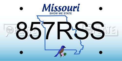 857RSS Missouri License Plate
