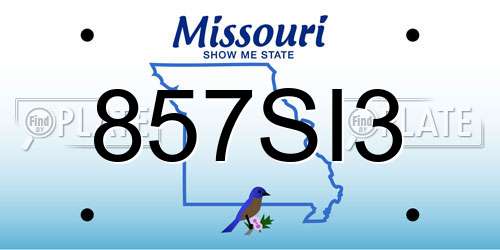 857SI3 Missouri License Plate