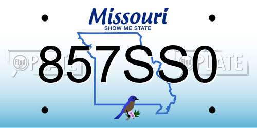 857SS0 Missouri License Plate