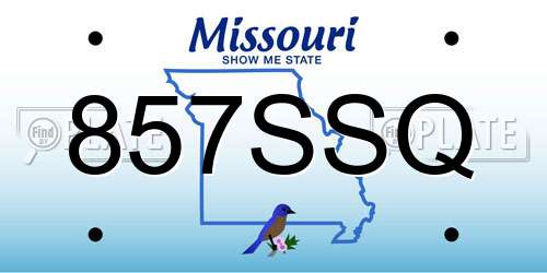 857SSQ Missouri License Plate