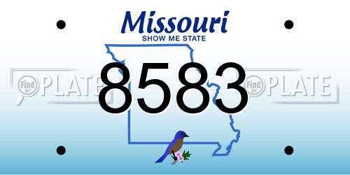 8583 Missouri License Plate