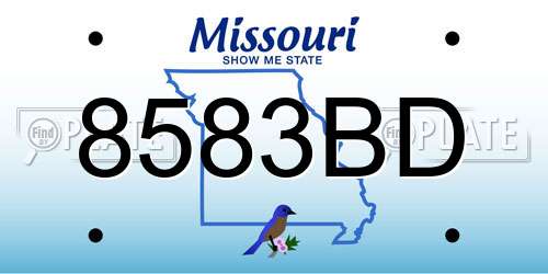 8583BD Missouri License Plate