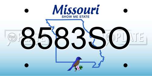 8583SO Missouri License Plate