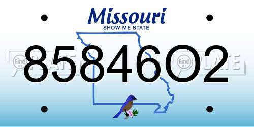 85846O2 Missouri License Plate