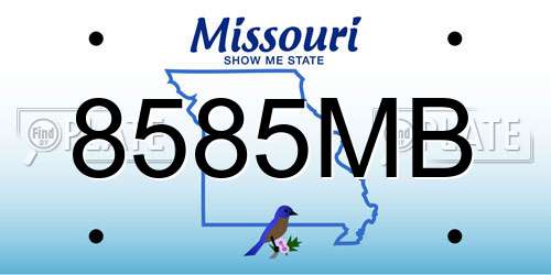 8585MB Missouri License Plate