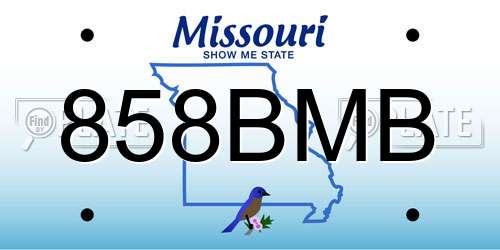 858BMB Missouri License Plate
