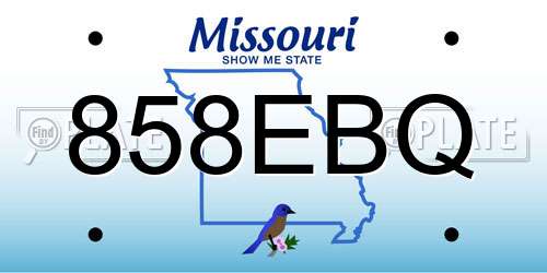 858EBQ Missouri License Plate