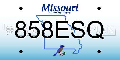 858ESQ Missouri License Plate