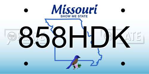 858HDK Missouri License Plate