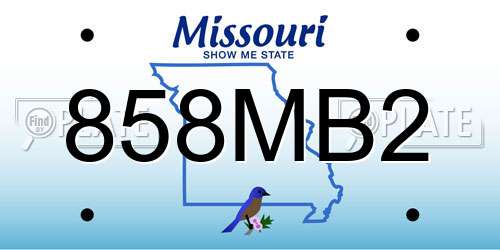 858MB2 Missouri License Plate