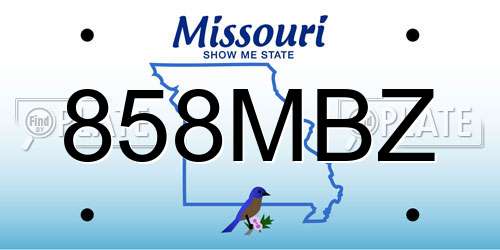 858MBZ Missouri License Plate