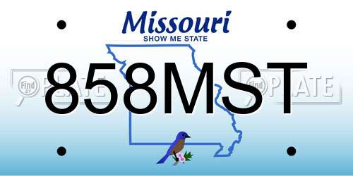 858MST Missouri License Plate