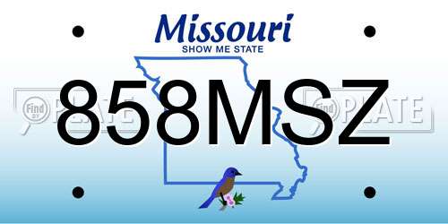 858MSZ Missouri License Plate