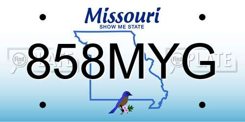 858MYG Missouri License Plate