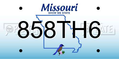 858TH6 Missouri License Plate