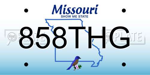 858THG Missouri License Plate