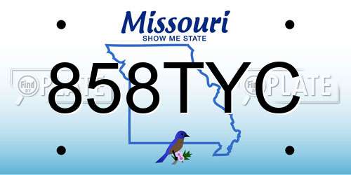 858TYC Missouri License Plate