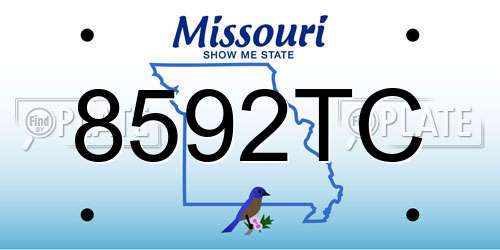 8592TC Missouri License Plate