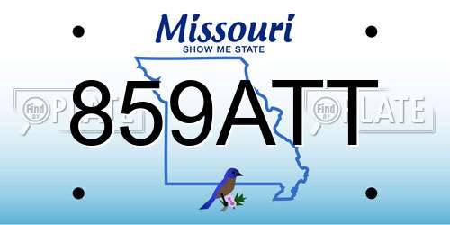 859ATT Missouri License Plate