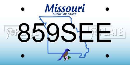 859SEE Missouri License Plate