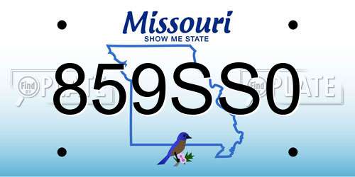 859SS0 Missouri License Plate